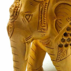 Handmade Wooden Carved Elephant Statue Vintage Sculpture 5"l Home ...