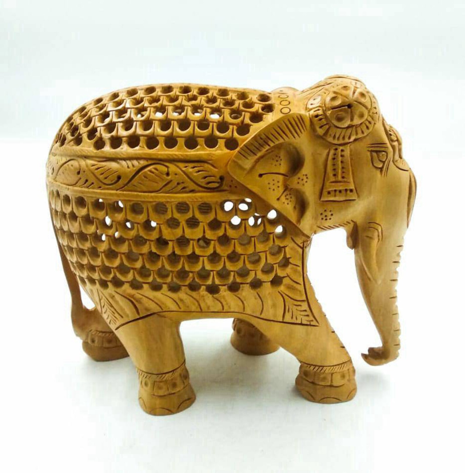 Handmade Wooden Carved Elephant Statue Vintage Sculpture Etsy