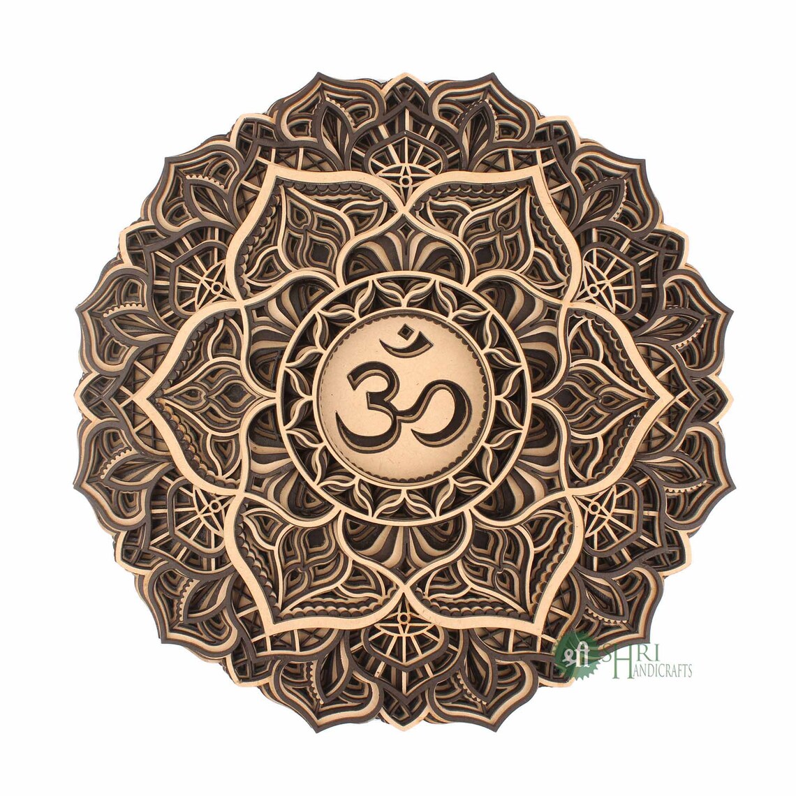 OM Mandala Wooden Wall Hanging Layered Mandala Design Laser Etsy