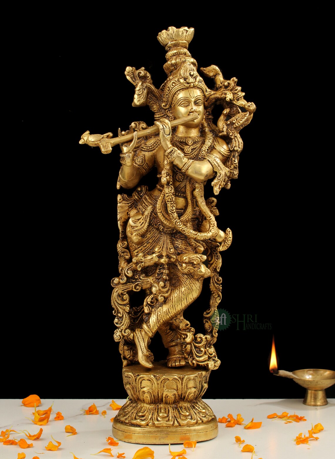 Brass Krishna Statue Hare Krishna Statue God of Lover Etsy