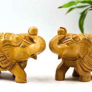 手作り木製象の置物、インド風装飾、高さ4インチ - Etsy 日本