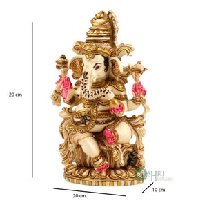 Lord Ganesha Statue Handmade Sitting Gold Painted Sculpture - Etsy