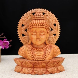 Lord Buddha Wooden Statue| Buddha Head| Buddha Statue for Garden| Carved Buddha| Buddha Sculpture| Home Decor Statues| Gautama Buddha|