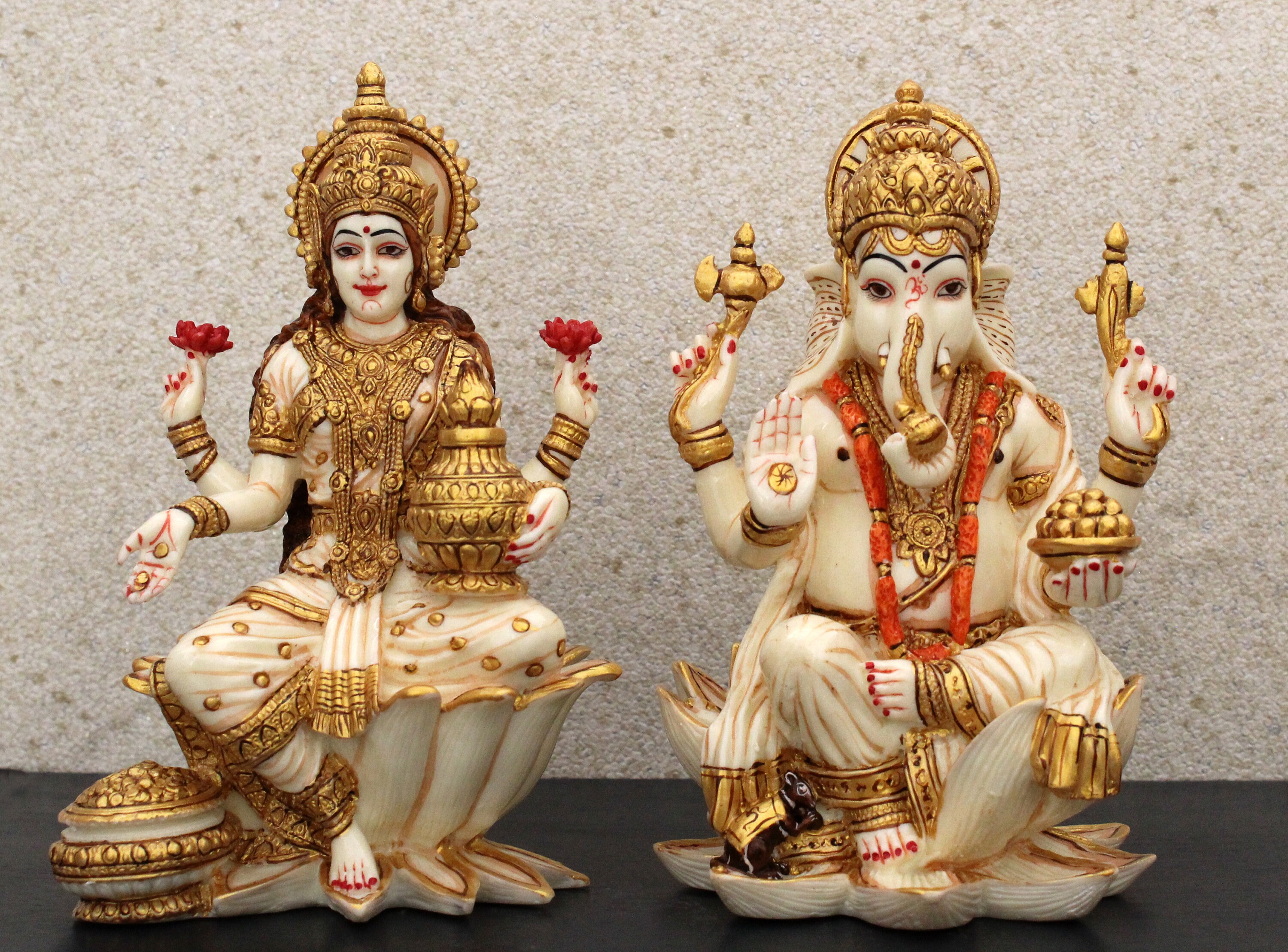 Lakshmi Ganesha Statue Resin Ganesha Laxmi Statue Diwali Etsy