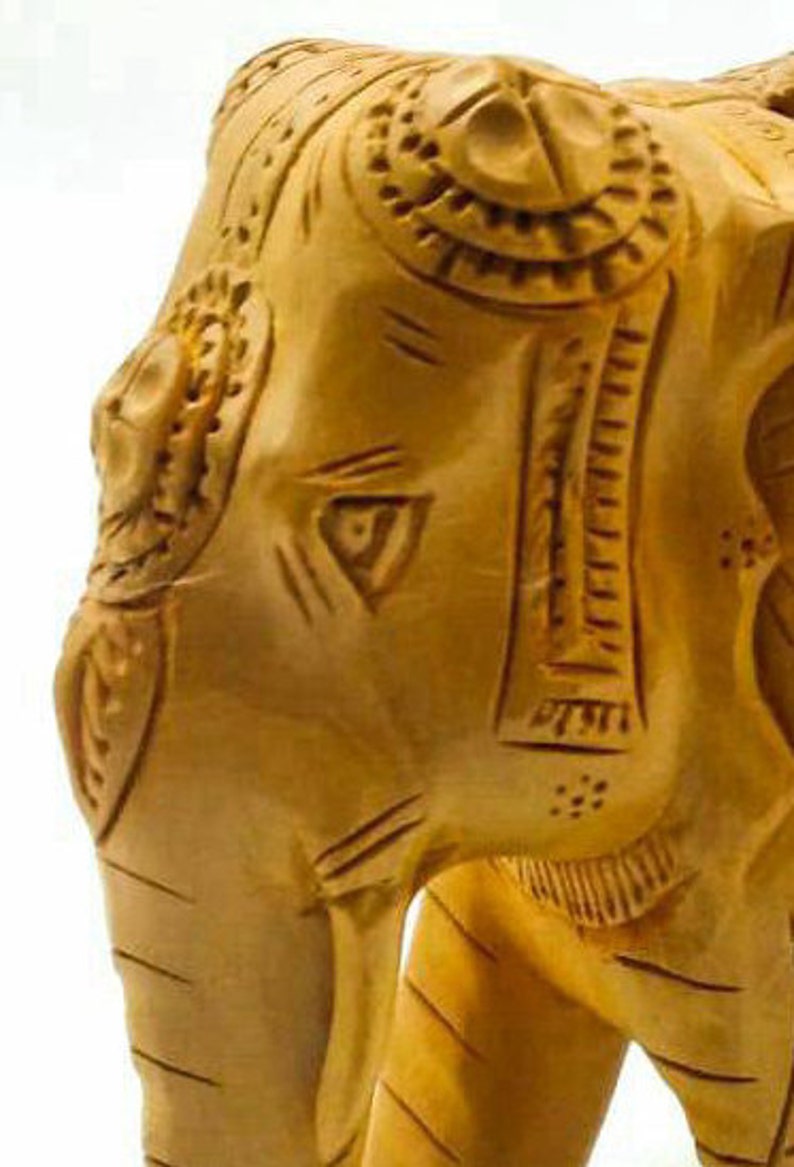 Handmade Wooden Carved Elephant Statue Vintage Sculpture 5"l Home ...