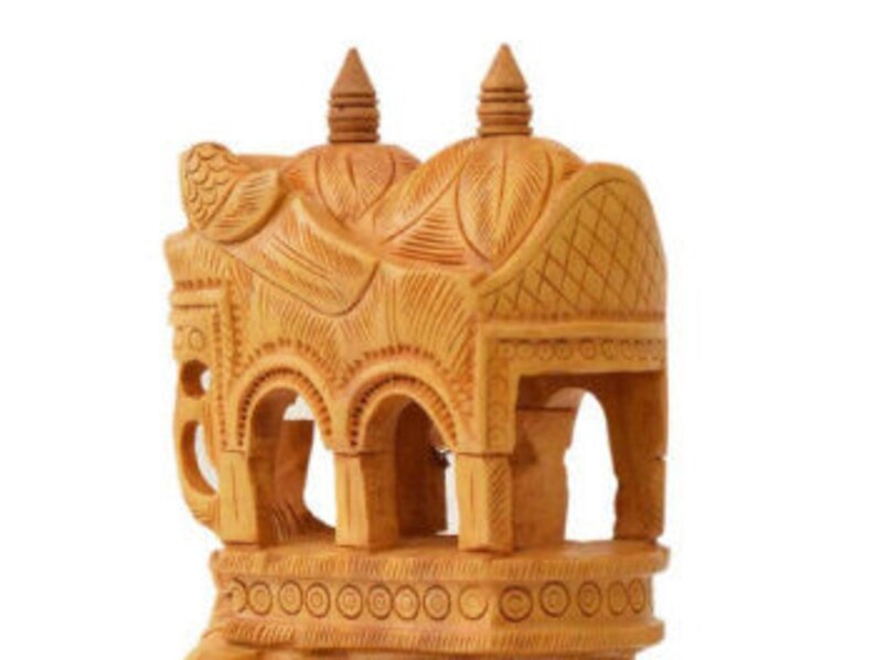 Wooden Elephant figurine Handmade figurine Vintage Art 8.5 Tall Home Decor Feng Shui decor sculpture wedding gift