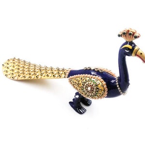 Handmade Metal Peacock Statue Stone Painting Art Sculpture Gold Jewelry Painted  Home Vintage Decorative Gift Gothic Decor Gifts