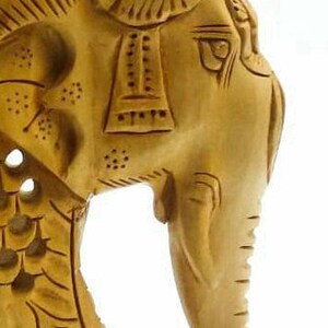 Handmade Wooden Carved Elephant Statue Vintage Sculpture 5"l Home ...