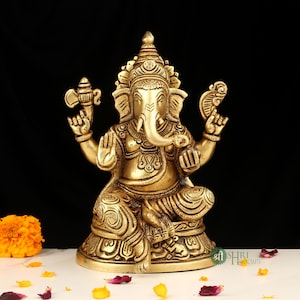Lord Ganesha, Sitting Ganesha Statue, Hindu Elephant God, Good Luck God, Vinayaka Statue, Diwali Gift, Gajanand, Lambodara, Ganesh for Altar