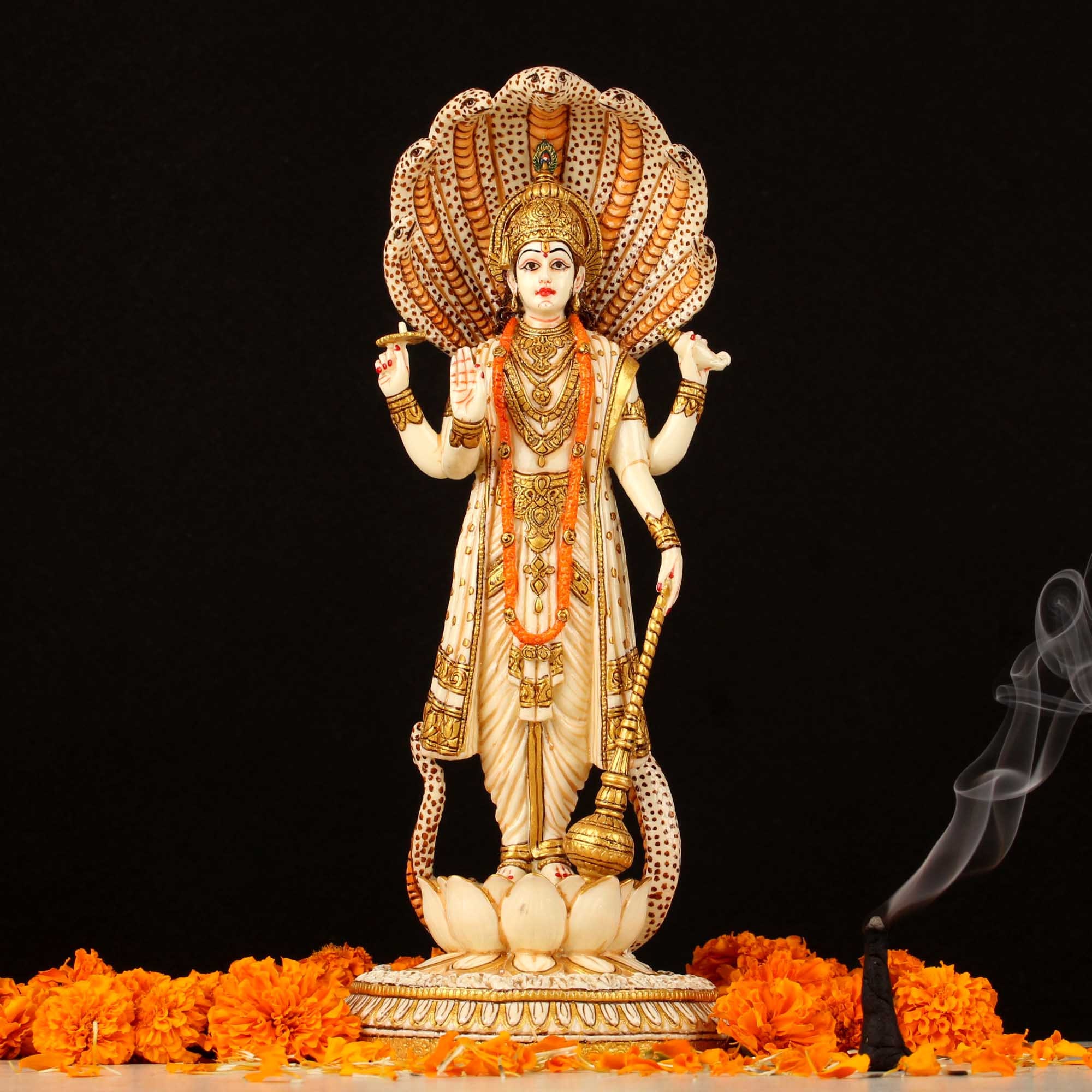 Lakshmi Narayan Idol Standing Vishnu Laxmi Hand Painted Marble Etsy