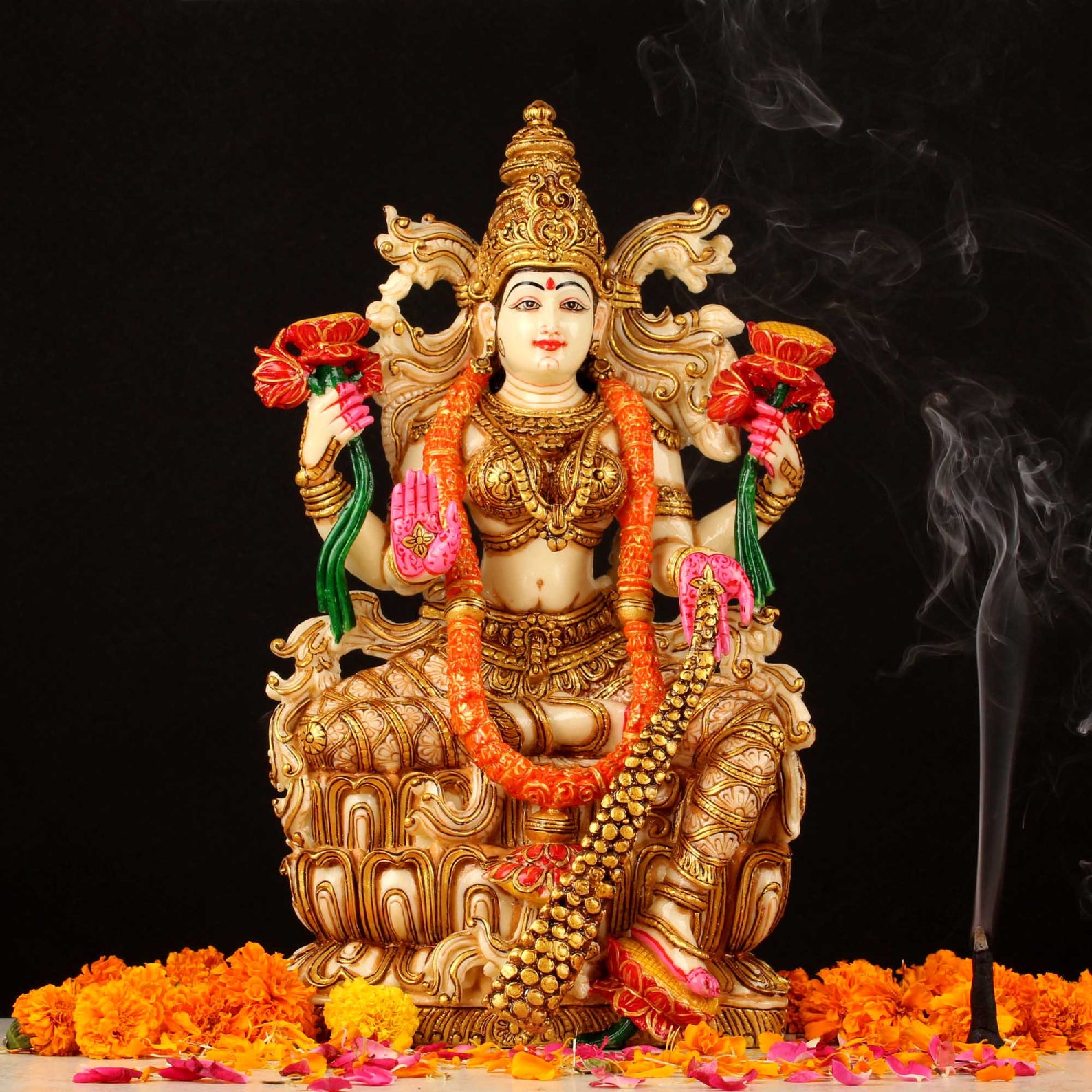 hindu-lakshmi-goddess-statue-38-cm-big-large-sitting-laxmi-etsy