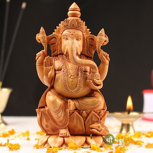 Ganesha Statue | Lord Ganesha | The Remover of Objects | Hindu Elephant god | Temple Decor | Ganesha Sculpture Figurine | Good Luck God |