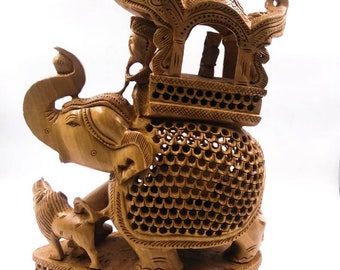 Wood lucky Elephant Sculpture Art Home Decor Statue Craft Indian Figurine Feng shui decor housewarming gift living room elephant gifts