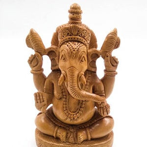 Lord Ganesha statue,wood god sculpture, Ganesh figurine, Hindu god, elephant god, Ganesha for altar,good luck god,Feng Shui decor,home decor