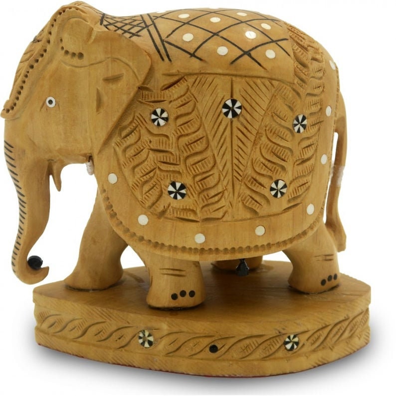 Handmade Carved Wooden Elephant Statue: 6" Tall Indian Art Decor - Etsy