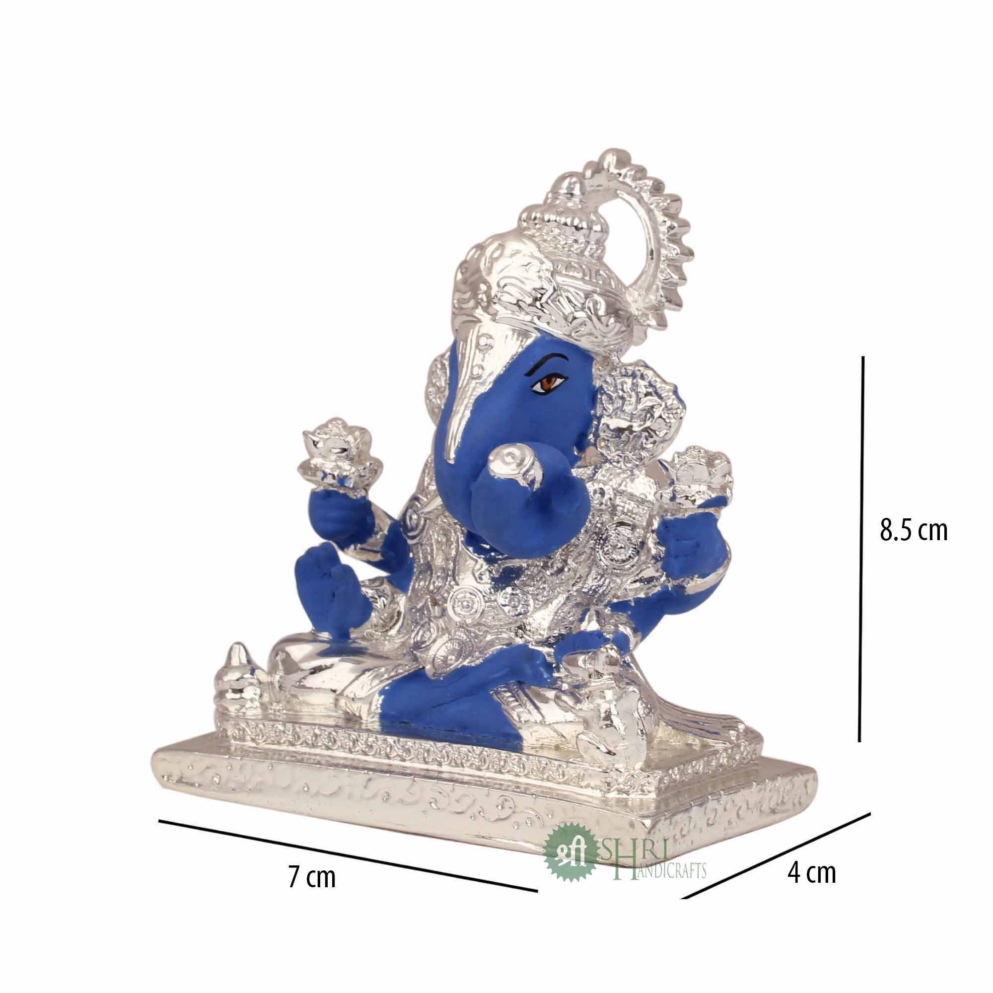 Statue de Lord Ganesha pour tableau de bord de voiture, sculpture plaquée  sliver, temple hindou de figurine de dieu Feng Shui décor Seigneur Ganesh  Idol Table Top Statue -  France