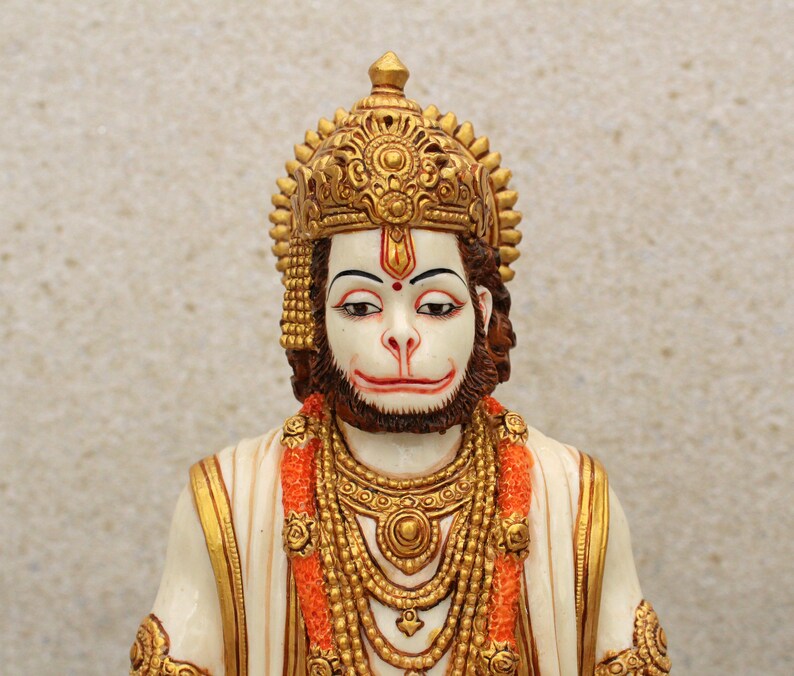 Hanuman Statue 20 CM Hand Painted Cultured Marble Meditating Etsy