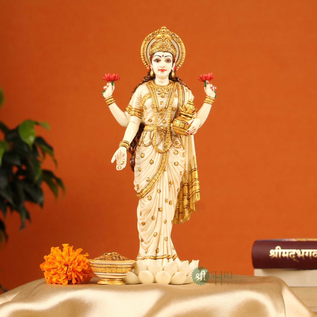 Goddess Lakshmi Hindu Statue 25cm Goddess Standing Lakshmi Etsy