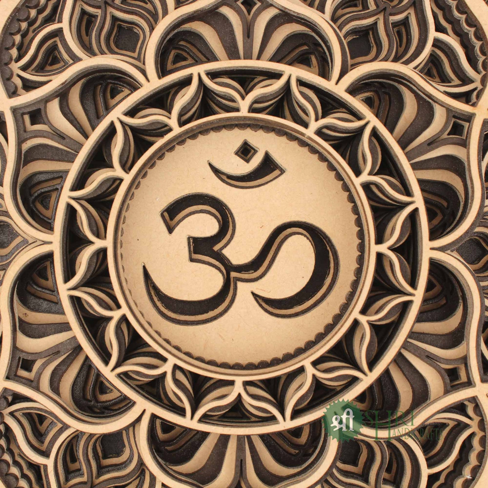 OM Mandala Wooden Wall Hanging Layered Mandala Design Laser Etsy