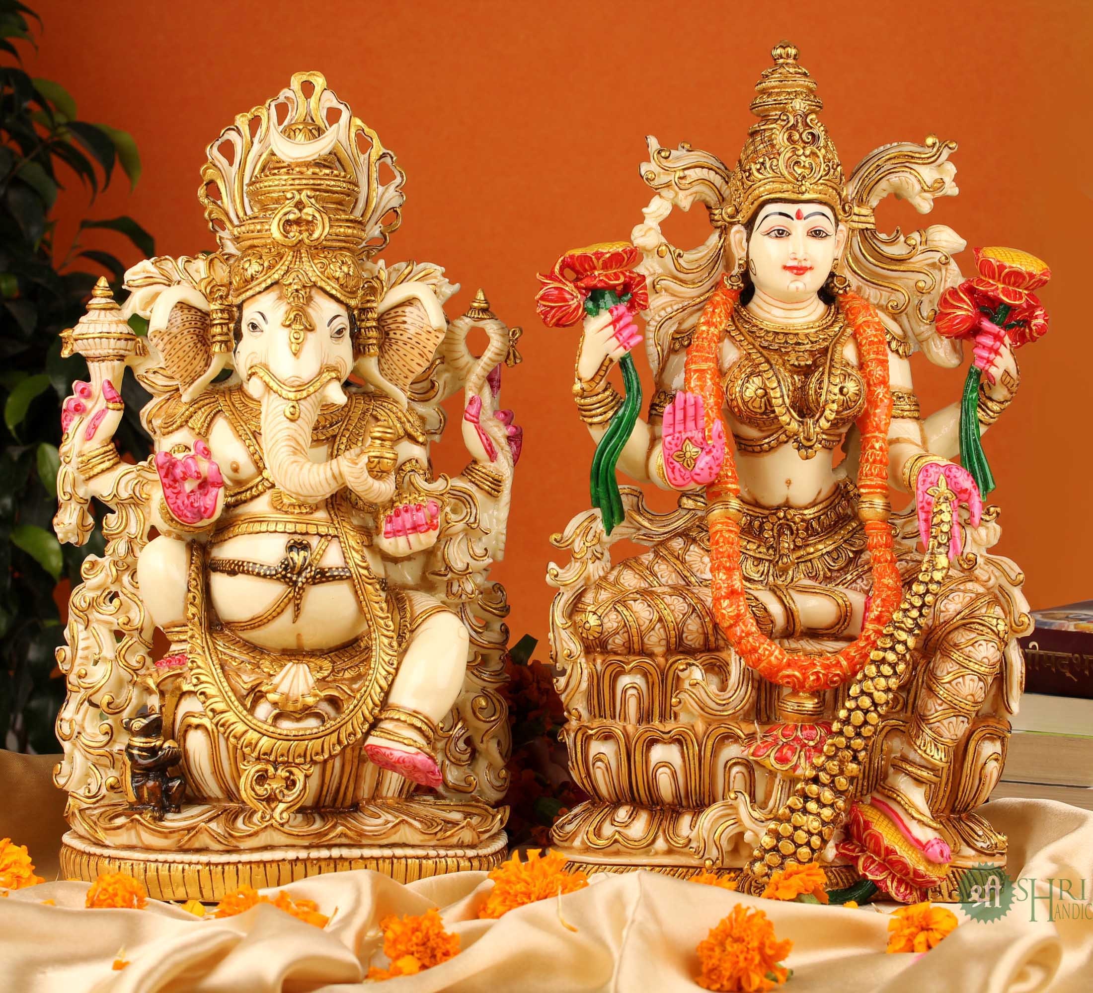 Ganesh Lakshmi Statue For Diwali puja 38 cm Hand Painted Dust Etsy