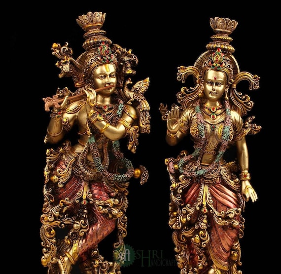 ラダ クリシュナ像、ヒンズー教の神聖なカップル、愛の神、愛の神
