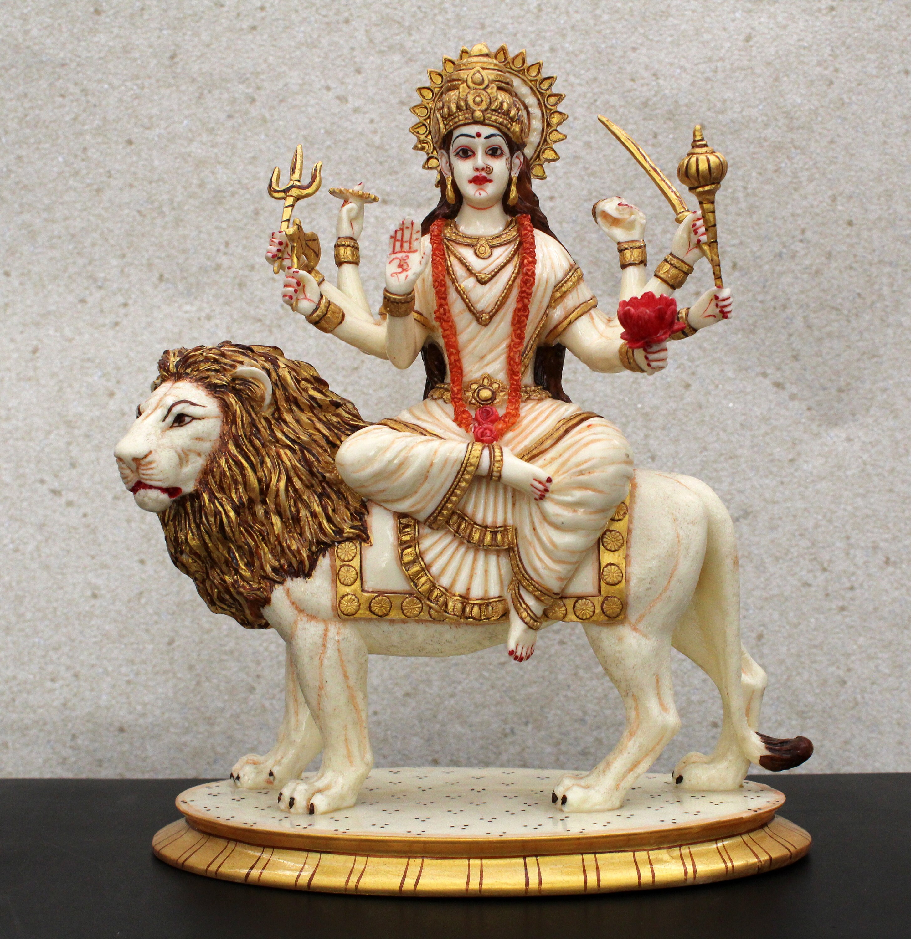 Durga Maa Statue 26 CM Hand Painted Dust Marble Goddess Durga Etsy