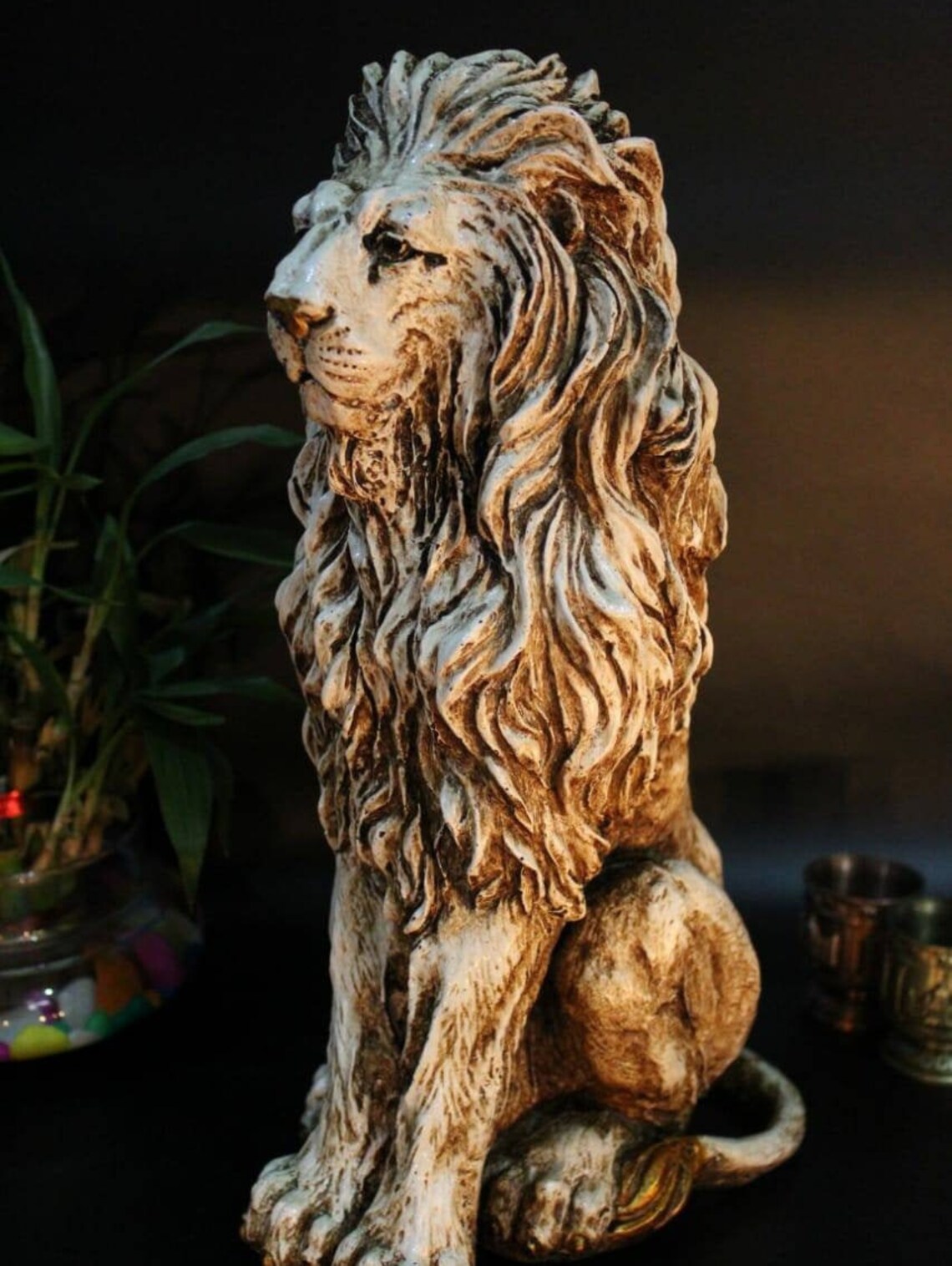 15 Handmade Lion Sitting Statue Stone Finish Animal Etsy