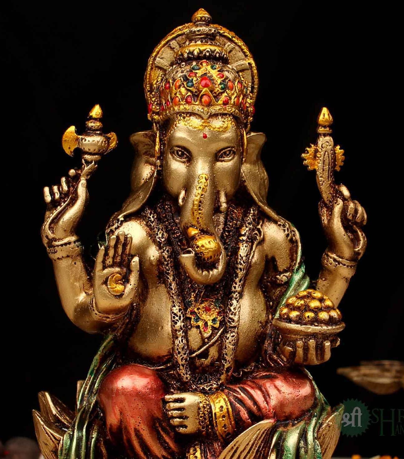 ガネーシャ像、高さ18cmの銅製。ガネーシャ神の像。ラウト、ガナパティ