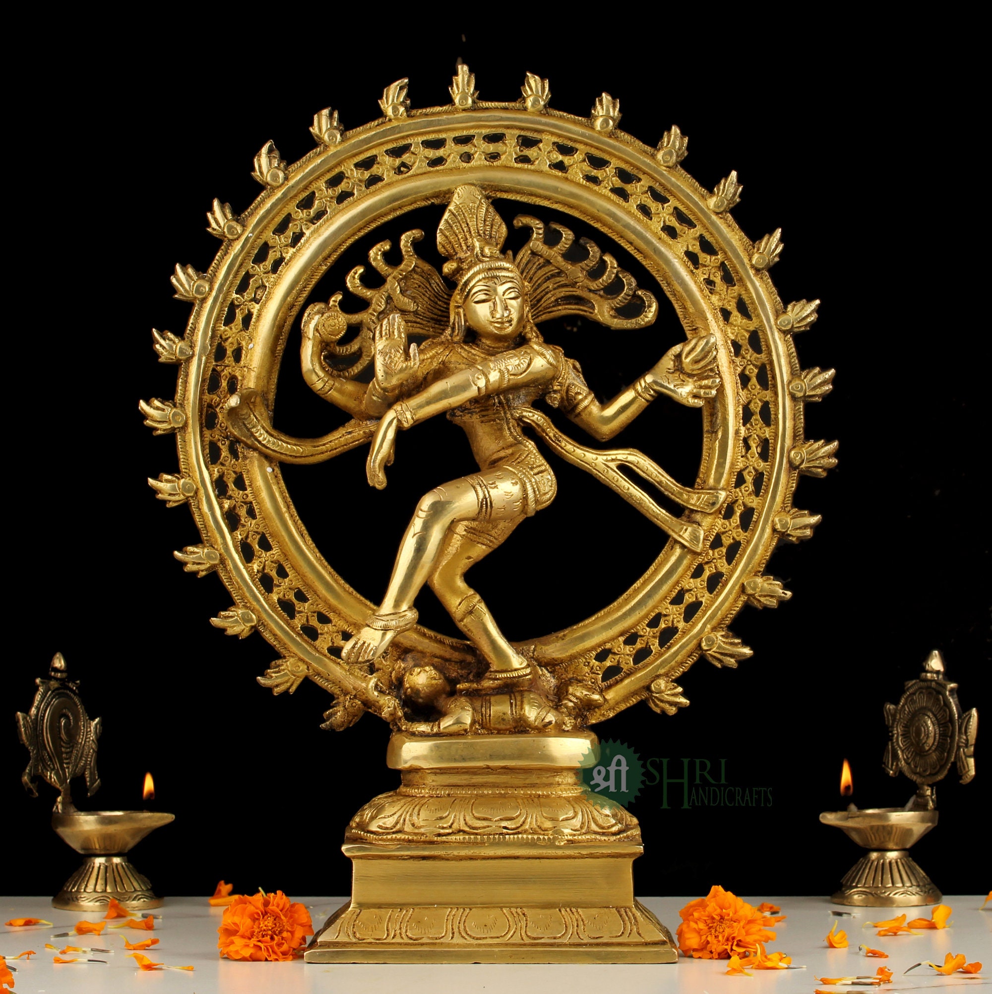 Brass Natraj Statue, 34 Cm Big Dancing Shiva Statue, Hindu Lord of