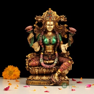 Laxmi Goddess Statue, Sitting Lakshmi Statue, 23cm Lakshmi Statue, Hindu Goddess of Wealth, Abundance, Good Fortune, Fertility & Prosperity