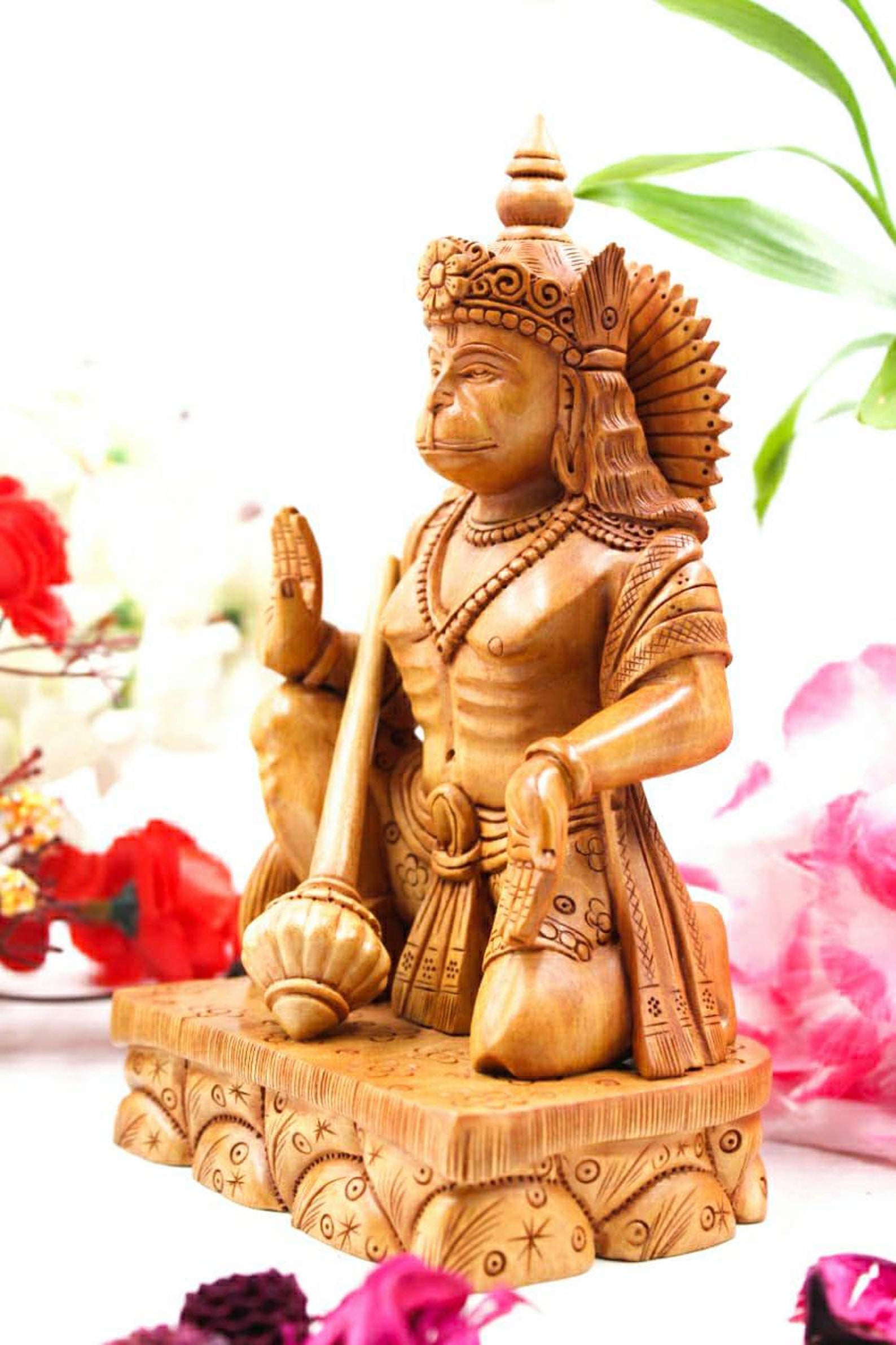 Wooden lord Hanuman statue figurine handmade Hindu god idol Etsy