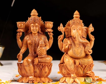 Lakshmi Ganesha Statue | Ganesha Laxmi Diwali Gift | Ganesha Idol | Ganesha for Altar | Goddess Laxmi | God of Wealth | Home Decor Sculpture
