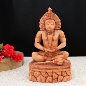 Lord Hanuman Statue Bajrang Bali Hindu God Figurine Sculpture Decor Feng Shui God of Strength Chiranjeevi Ram Bhakta Pavanputra Monkey God