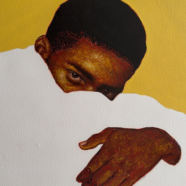 Original oil and acrylic painting on canvas. 83x67cm. man, male, female, modern wall art