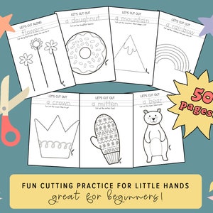 Scissor Skills Preschool Cutting Activity Learn To Cut And Trace Toddler Homeschool Game Busy Book Binder Toy image 2