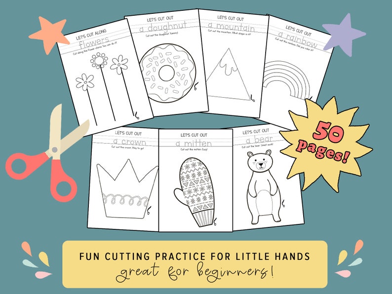 Scissor Skills Preschool Cutting Activity Learn To Cut And Trace Toddler Homeschool Game Busy Book Binder Toy image 2