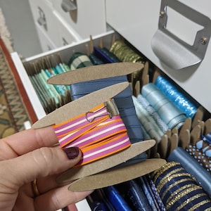 Chipboard Ribbon Spools: Craft Ribbon Storage