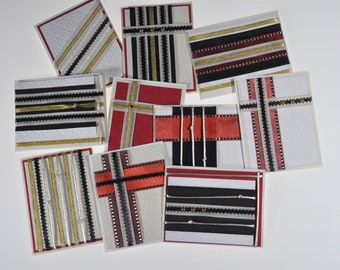 Kit de tarjetas de felicitación DIY - Tarjetas de Navidad - Tejido metálico rojo