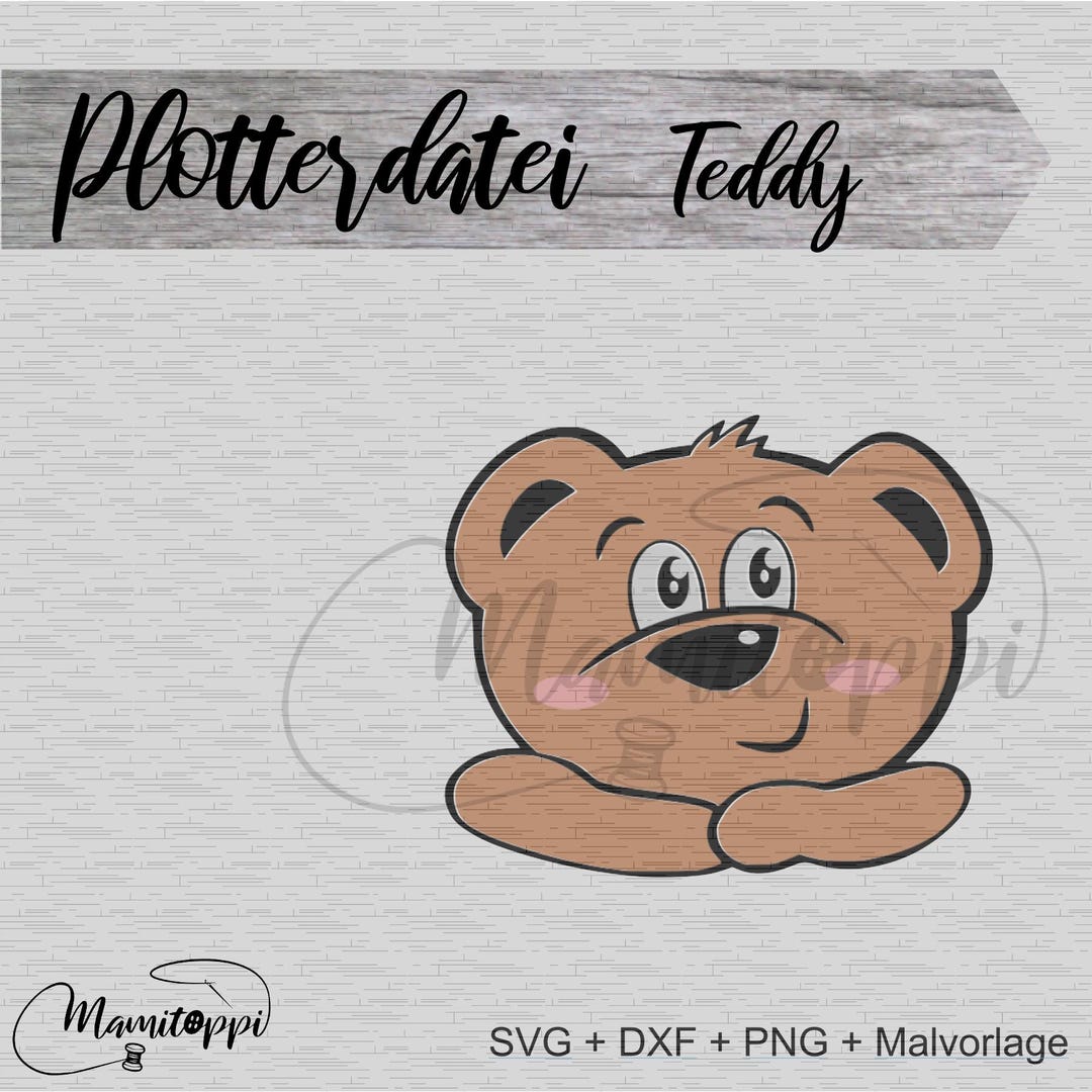 Plotter File teddy // Plotter File // SVG // DXF Coloring Page as PNG ...