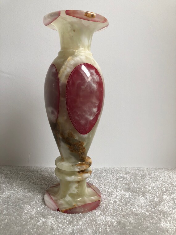Vintage Onyx Marble Alabaster Vase Granite Highly Polished 30 Etsy