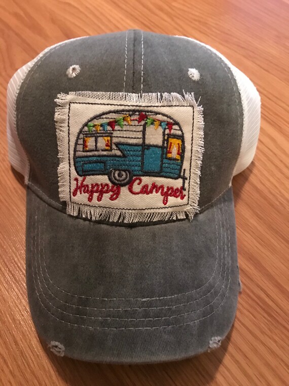 Distressed Trucker Cap happy Camper 