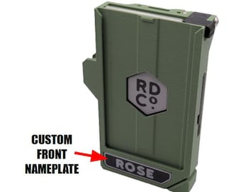 5 card badge holder with customizable nameplate, integrated RFID blocking, RSA token, and pen holder