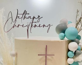 Acrylic 'name' Christening/Baptism Topper or Charm. Various Fonts, Colours & Sizes
