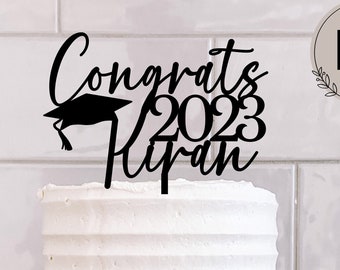 Acrylic Congrats School | College | University Graduation Cake Topper or Charm. Various Colours & Sizes