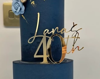 Acrylic  'name is age' Cake Topper or Charm. Various Colours & Sizes
