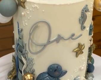 Acrylic 'One' Cake Topper or Charm. Various Fonts, Colours & Sizes