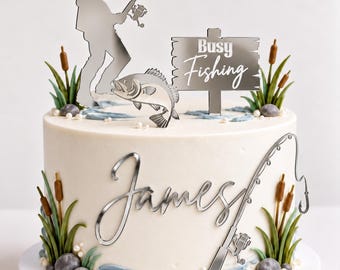 Acrylic Personalised Fishing Topper/Charm Set. Various Options