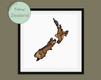 Handmade Wooden New Zealand Map: Framed Wall Art