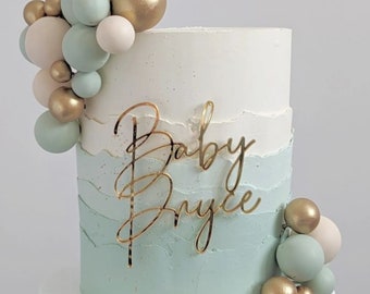 Acrylic Baby/Babi 'name' Cake Topper or Charm. Various Fonts, Colours & Sizes