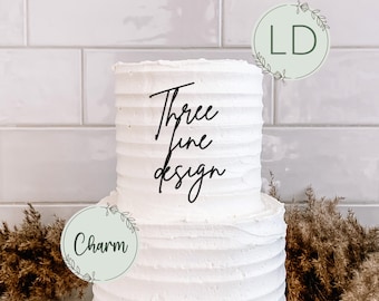 Acrylic any 3 line design Cake Topper or Charm. Various Fonts, Colours & Sizes